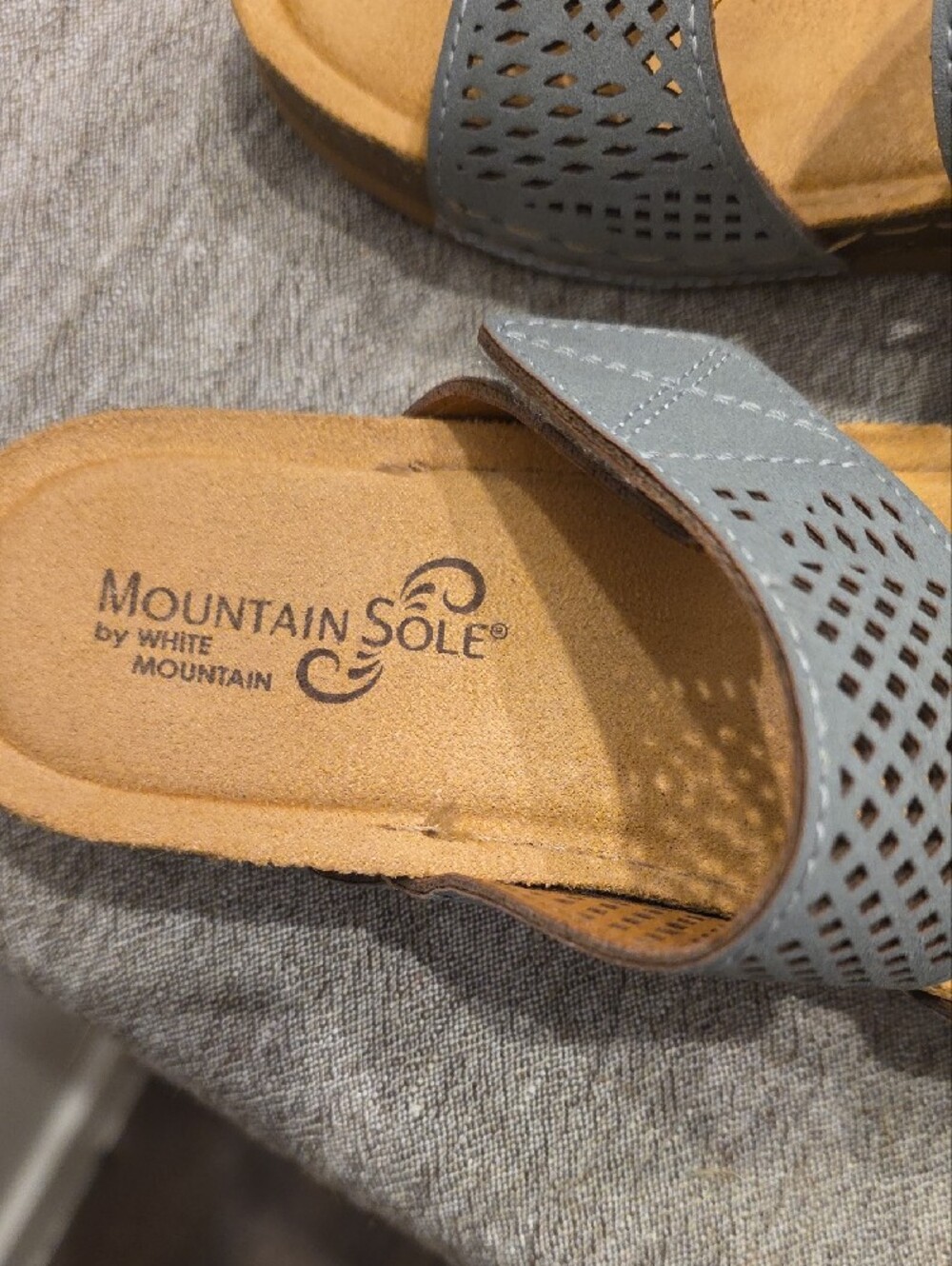 Mountain Sole Women's Double-Strap Perforated Slide Sandals in Light Grey - Picture 4 of 5